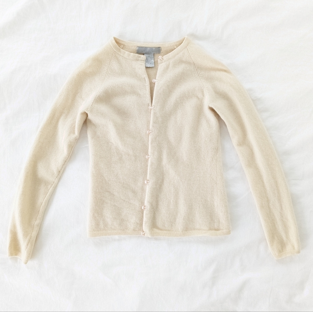 McDuff Ivory Cashmere Cardigan with Pearl Buttons in XS